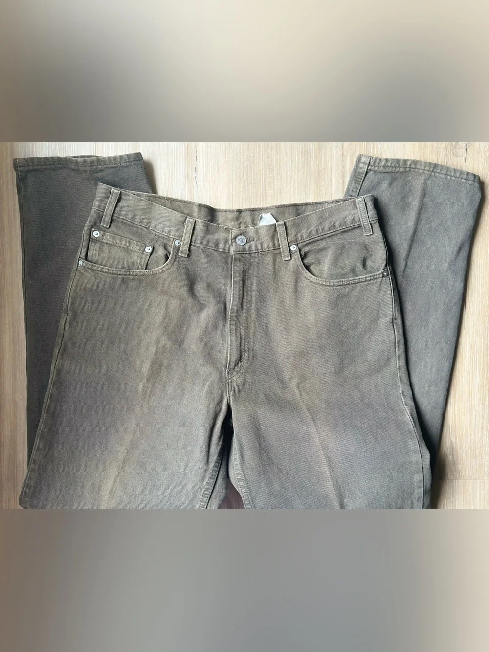 Vintage USA Made Levi’s 550 Relaxed Fit Jeans 36x32 Olive Brown 100% Cotton